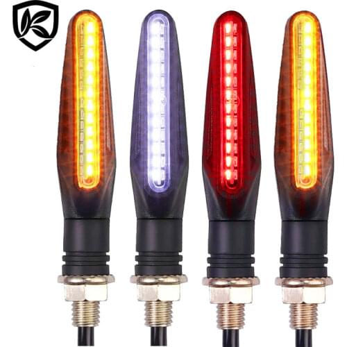 Karcle 2/4pcs Motorcycle Turn Signals LED Light 12*335SMD Flowing Water Blinker IP67 Flashing Indicator Bendable Flashing Lights