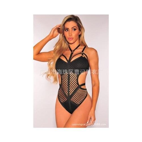 Kawaii Clothing Gothic Black Swimsuit Bikini Fishnet Hollow Mesh Net Punk Sexy