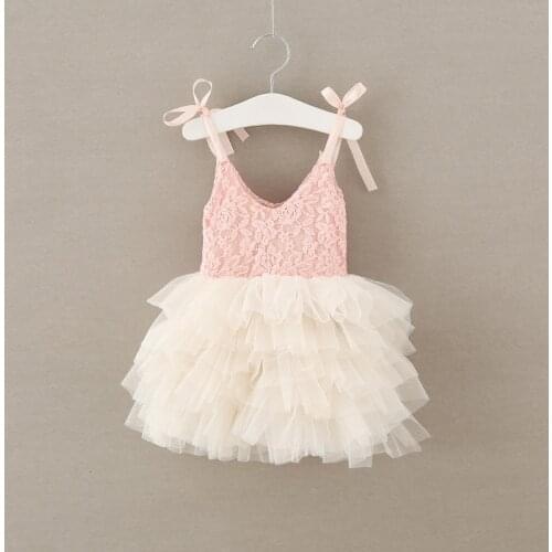 New Baby Girls Dress Kids Suspender Lace Layered Tulle Princess Dress Fashion Girls Clothes
