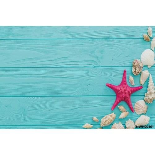 Laeacco Summer Starfish Shell Wooden Board Scene Baby Kid Photography Background Portrait Photographic Backdrop For Photo Studio