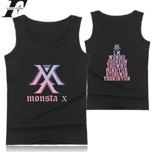 LUCKYFRIDAYF 2018 MONSTA X Tank Tops KPOP Korean Summer O-Neck Tops Tees TOPS Casual Cotton Plus Size Clothes T-shirts