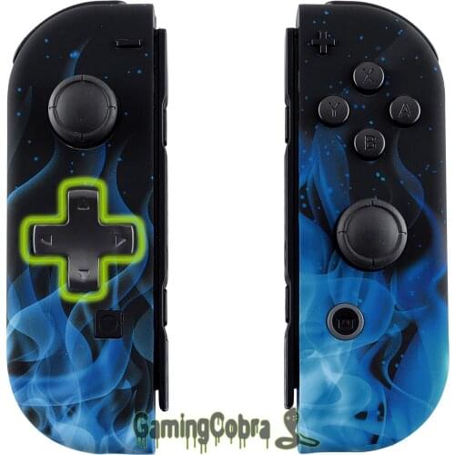 Blue Flame Soft Touch Controller Housing (D-Pad Version) w/ Full Set Buttons Replacement Shell Case for Nintendo Switch Joy-Con