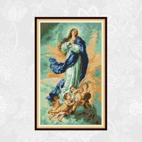 Cross Stitch kit Sale The Virgin with Angels Patterns Counted DMC Cotton Thread Embroidery DIY Handmade Home Decoration