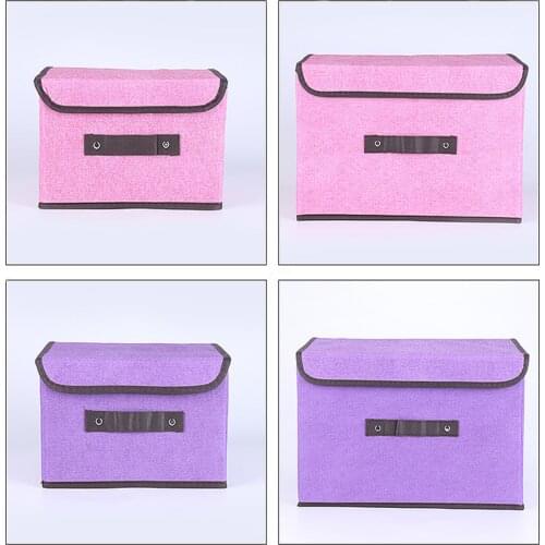 Desktop Storage Basket Solid color Waterproof Organizer Cotton Linen Sundries Storage Box Cabinet Underwear Storage Bag