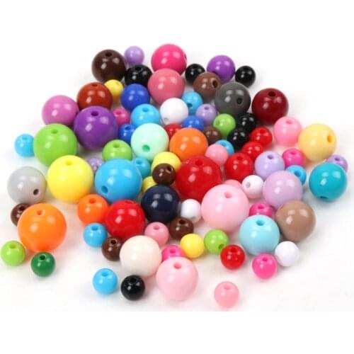 New Hot Mixed Solid Color Wholesale Acrylic Ball Beads Round Spacer Loose Beads Handmade Jewlery Accessory 6/8/10/12/14/16/18mm