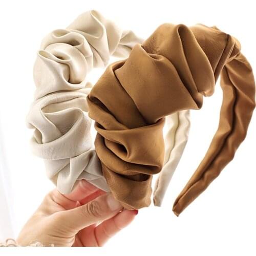 Haimeikang Large Size Headband For Women Solid Color Pleated Hair Band Bezel Hair Hoop Headwear Fashion Hair Accessories