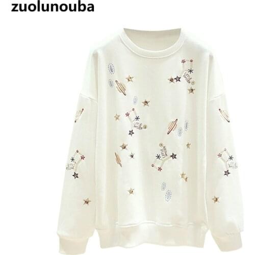 2020 Autumn And Winter Star Embroidery Sequin Round Neck Women Pullover Comfortable And Versatile Casual Loose Women Sweatshirt