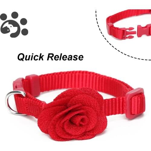 Red Cat Collar for Small Dogs Kitten Breakaway Adjustable Pet Collars Cute Flower Necklace Red Collar Chihuahua Pet MP0034