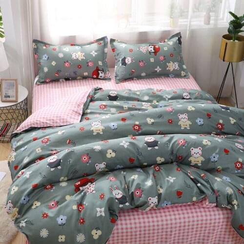Pastoral Gray Bedding Set,Pink plaid Duvet Cover With Pillowcase 200x230/150x200,135x200 girl Quilt Cover,King Blanket Cover