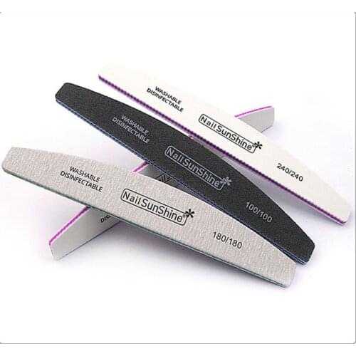 50 Pcs/lot High Quality Salon Nail File Waterproof Emery Board Nail Art Tool Manicure Tool Professional Halfmoon Nail File