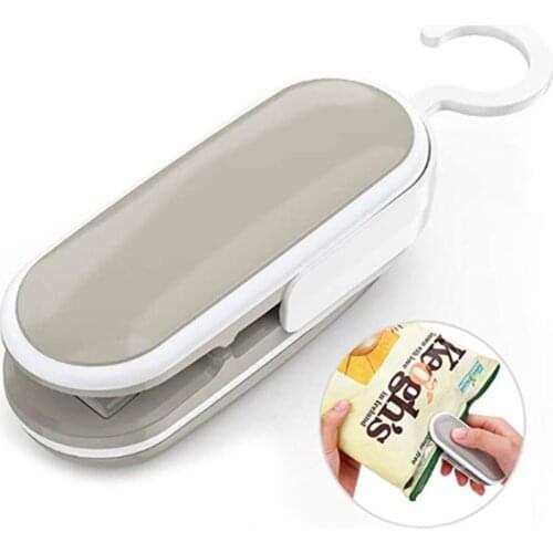 Portable Sealing Household Machine Grey Heat Sealer Cutter Hanging Hook Food Packaging Storage Pressure Home Device