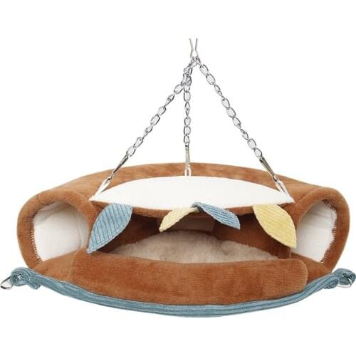 Jungle Series Brown Warm Cotton Small Animal Pet Sugar Glider Hanging Hamster Cage Bed Squirrel House Hedgehog Nest Toy Tunnel