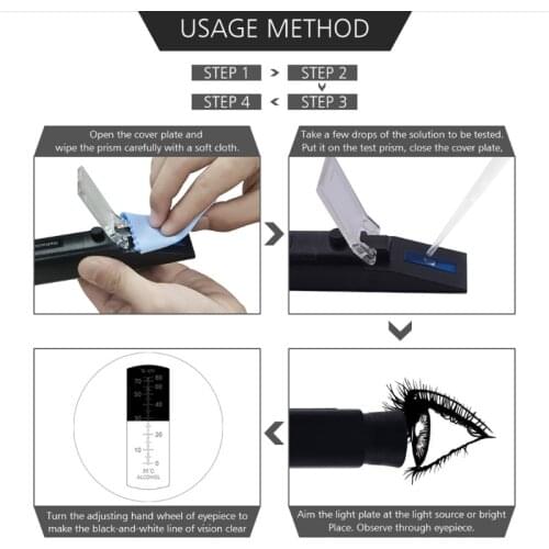 Alcohol Meter For Moonshine 0~80%V/V Refractometer Alcohol Tester ATC Handheld