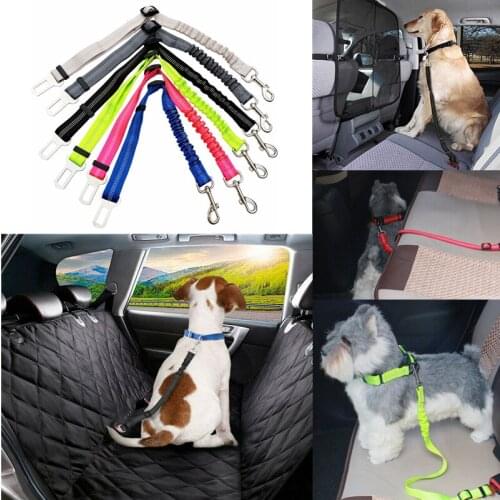 Pet Supplies Reflective Nylon Retractable Elastic Dog Seat Belt Pitbull Puppy Vehicle Car Safety Lever Auto Traction Rope Leash