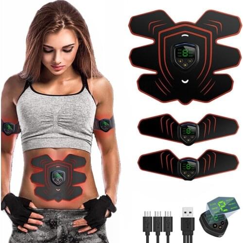 Abdominal Muscle Stimulator EMS Trainer Abs Toner Electric USB Rechargeable Slimming Fitness Equipment Body Shaping LED Display