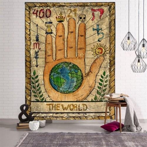 Vintage Tarot Moon Tapestry Wall Cloth World Hand Sun Ouija Trippy Tapestry Wall Hanging Aesthetic Room Boho Decor Mandala India