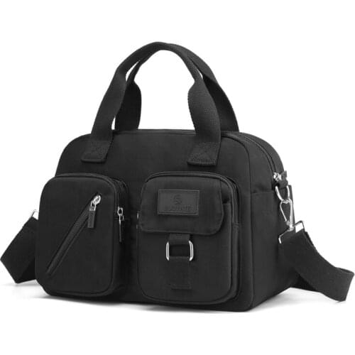 Waterproof Nylon Bags For Women 2021 Fashion Multi-pocket Shoulder Bag Large Capacity Crossbody Bags Black Travel Handbag Sac