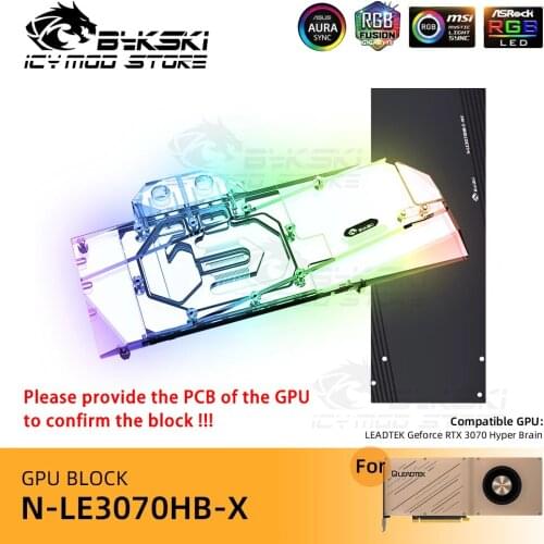 Bykski VGA Water Block for LEADTEK Geforce RTX 3070 Hyper Brain ARGB VGA Heatsink Water Cooling Video Card Block N-LE3070HB-X