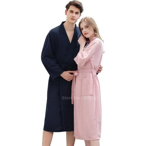 Couples Japanese Kimono Yakata Robes for Women Oriental Lover Solid Pajamas Sleepwear Thin Cardigan Bathrobe Quick Dry Gown Man