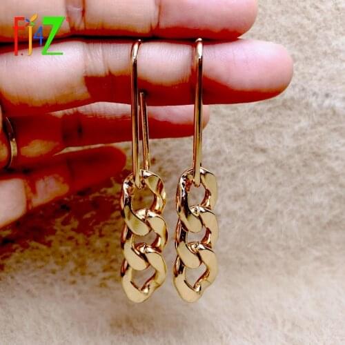 F.J4Z Hot Punk Womens Earrings Fashion Chic Earrings Alloy Curb Chain Dangle Earrings Stars Cat-walk Party Earring Dropship