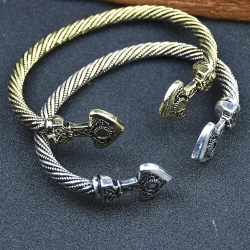 Norse Viking Jewelry Thor Hammer Thunder Torque Screw Mjolnir Bracelet Viking Men Bangle Cuff Wristband Bracelets For Women Gift