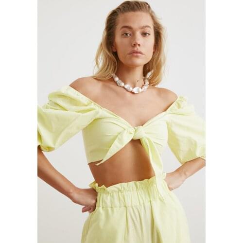 Lilac Lacing Detailed Sub-Top Suit Summer Two Piece Set Women 'S 2021 Cotton Shorts Sets Vintage Boho Oversized High waist Loose Skirt