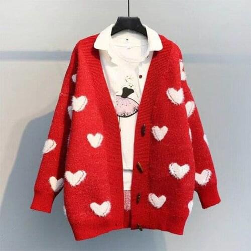 Womens Button Sweater Thicked Sweet Full Sleeve Sweaters Cute Big 3XL Size Casual Top Clothes Fashion Winter/Autumn