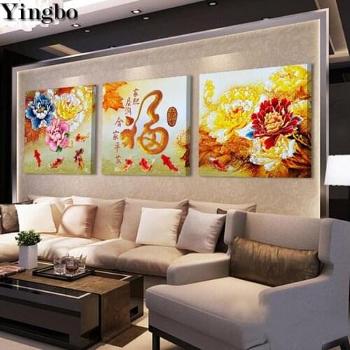 Triptych,Diamond Embroidery,Magnolia,peony,Diamond Painting,Cross Stitch,Full,square Rhinestone,Needlework,5d,home Decoration
