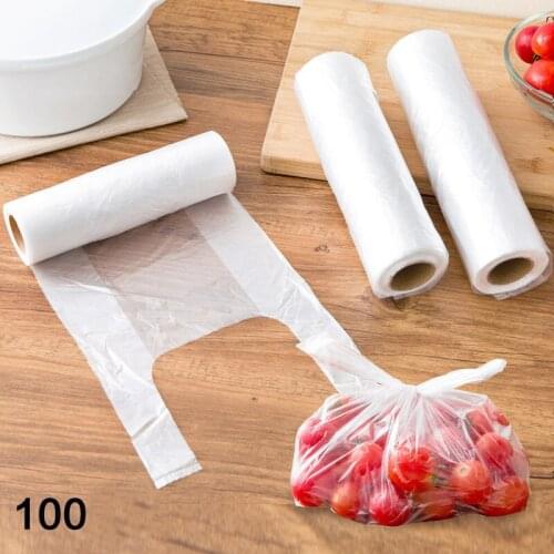 100Pcs/Roll Food Storage Bag Kitchen Plastic Bag Organizer PE Bags Saran Wrap Food Fresh Saving Storage Bag