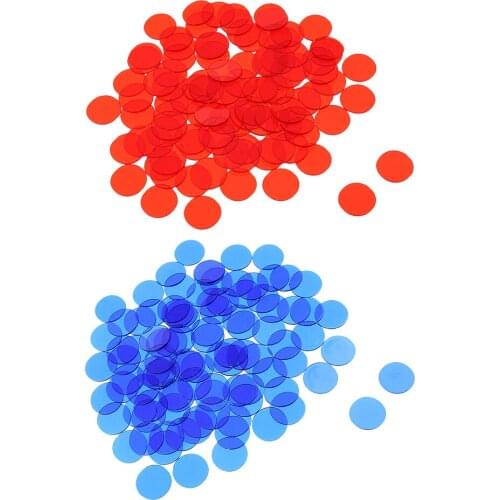 1000 Pieces Translucent Bingo Chip 3/4 Inch for Bingo Game Cards Carnival Bingo Games Blue Red