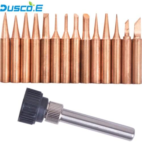 14 pcs Pure Copper Solder Iron Tip 900M Tip for Soldering Rework Station for 936, 937, 938, 969, 8586, 852D Solder Tips Tool