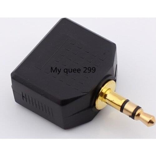 3.5 double female audio switching head of the three - to - female double channel plug with two 3.5 holes
