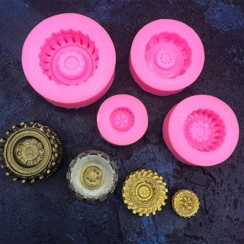 4size Silicone Tires Wheel Fondant Cake Molds Chocolate Cookies Mould Bakeware Home Kitchen Baking Decorating Tools Accessories