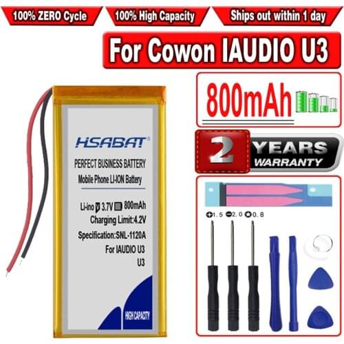 HSABAT 800mAh Battery for IAUDIO U3 COWON U3