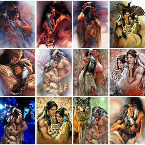 HUACAN 5d Diamond Painting Full Drill Round Portrait Couples Diamond Embroidery Love Rhinestones Mosaic Home Decor