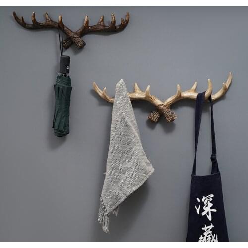 American retro antler resin miniatures home decor key hook decorative hook wall hanging clothes hat hook For home decoration
