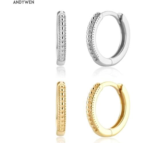 ANDYWEN New 925 Sterling Silver Gold 8.5mm Huggies 9mm Hoops Circle Pendiente Luxury Fine Jewelry Gift For Women Party Clips