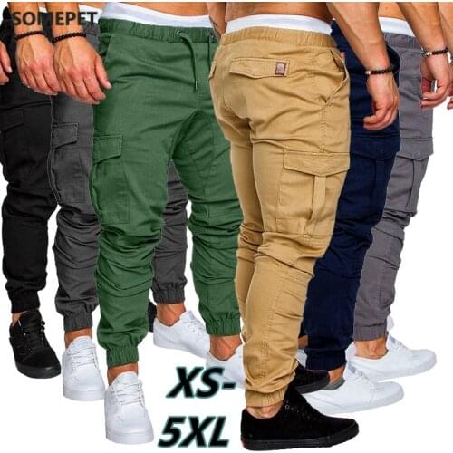 Men Cargo Pants Joggers Sweatpants Casual Male Sportswear Solid Multi-pocket Cargo Trousers Hip Hop Harem Pants Slim Fit