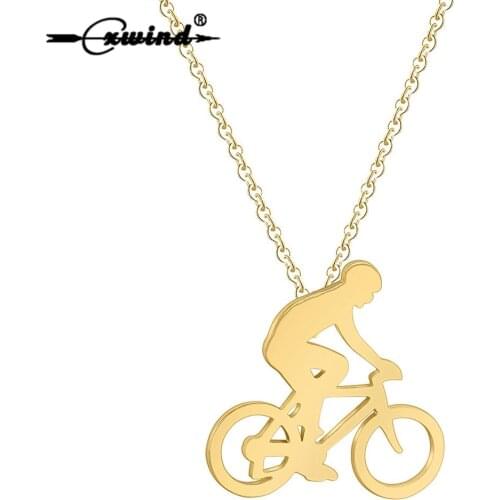 Cxwind Mans Gothic Rider Charm Bicycle Pendants & Necklaces Stainless Steel Bike Sports Pendant Necklace Chain Jewelry