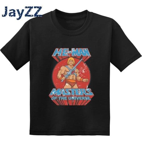Kids Masters of The Universe He-Man Cartoon Print Funny T Shirt Children Clothes Baby Girls & Boys Summer Black T-Shirt,GKT5258