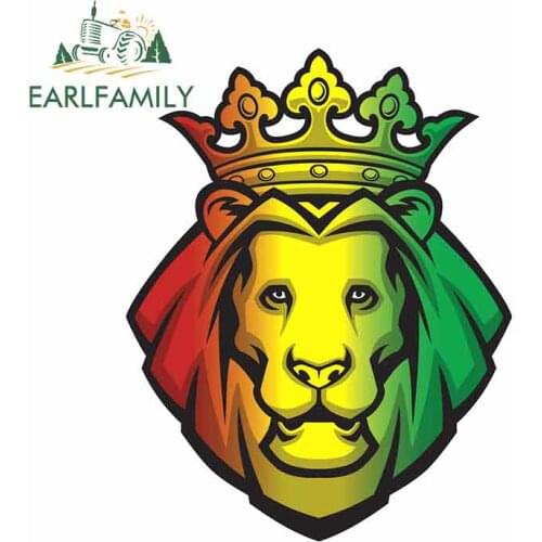 EARLFAMILY 13cm x 10cm For Lion Rasta Head Funny Car Stickers Laptop Decals 3D Custom Printing Waterproof Decal SUV Decoration