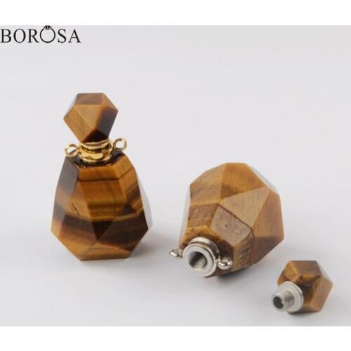 Geometric Tiger Eye Perfume Bottle Connector For Necklace Jewelry Accessories Essential Oil Diffuser Pendants Women Gifts