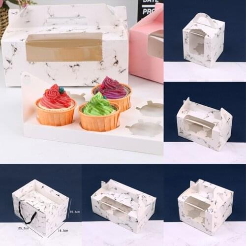 10pcs Paper Cup Cake Box Transparent Window Portable Muffin Box White Cardboard 1/2/4/6 Grain Baking Snack Foods Packaging Box