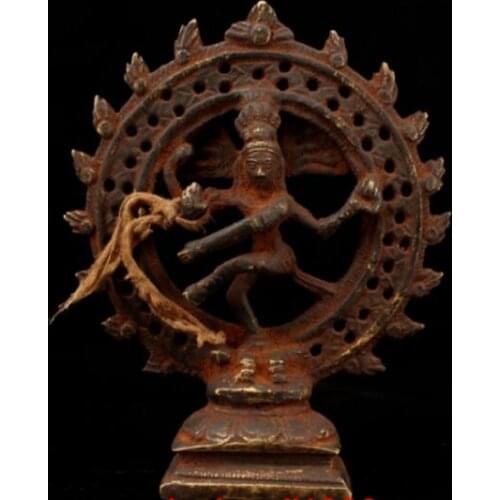 China Antique Tibetan Buddhism Pure Copper Shiva Statue