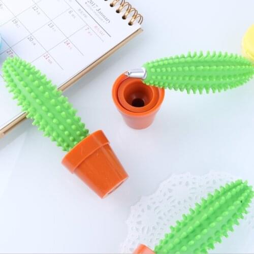 Creative Potted Cactus Ballpoint Pen Decompression Pen for students Kid Adults