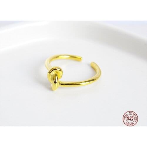 LKO Simplicity INS 925 Sterling Silver Open Rings Knot Ring Everyday Jewelry Adjustable Ring For Women Jewelry Simple Gifts