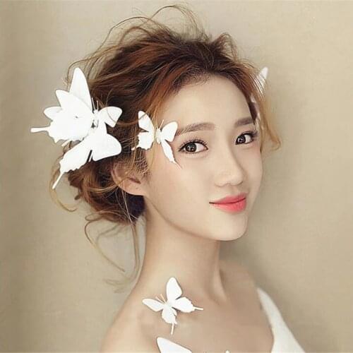 MHS.SUN 1set fashion bridal hair accessories white butterfly charm tiaras head piece for women wedding hair jewelry gift TN1024