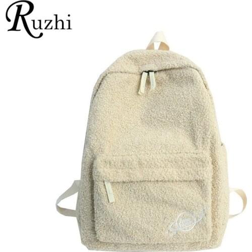 Faux Fur Shoulders Bag Cashmere Bagpack Furry Bag High Capacity Teddy Plush Women Backpack New Winter Bags For Women 2021