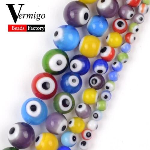 Natural Mineral Stone Fatima Eye Lampwork Round Beads For Jewelry Making 4 6 8 10mm Loose Beads Diy Bracelets Accessories 15inch