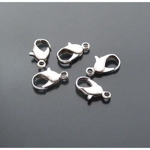 New 2017 200PCS 14mm Silver Plated Lobster Clasps Claw Jewelry Fastener Hook Finding 011019019